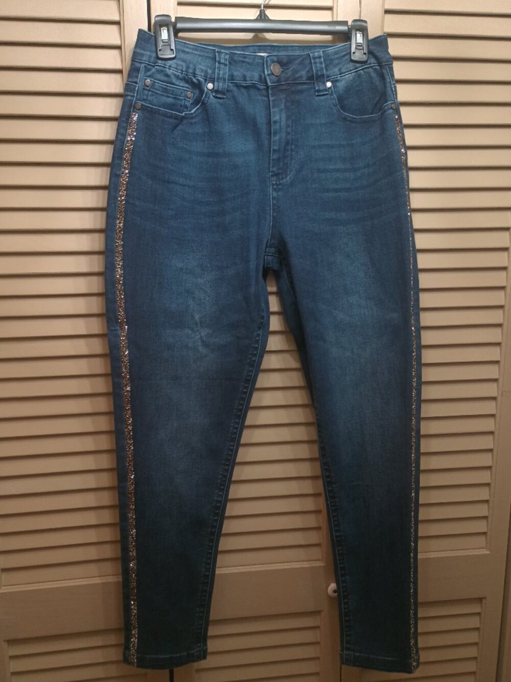 REBA Stretch Jeans with Side Strip Embellishment Sz 10
